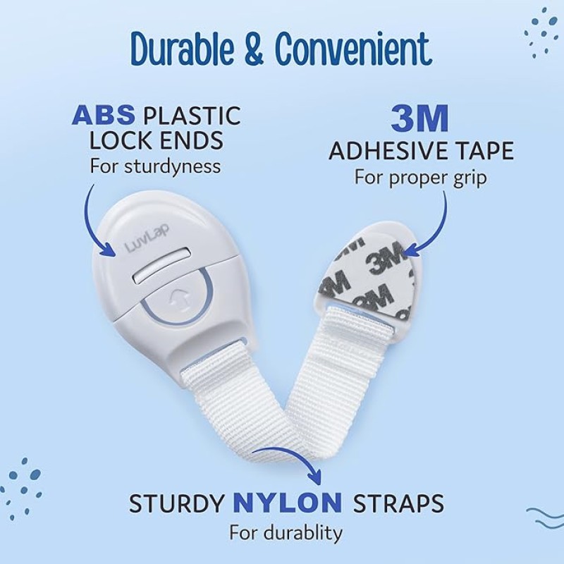 LuvLap Baby Safety Furniture Locks, Pack of 10, Adjustable and Flexible with 3M Adhesive, Safety Locks for Kids, Child Safety Locks for Drawers, Cabinets, Fridge, Cupboard (White) LuvLap Baby Safety Furniture Locks, Pack of 10, Adjustable and Flexible with 3M Adhesive, Safety Locks for Kids, Child Safety Locks for Drawers, Cabinets, Fridge, Cupboard (White)