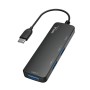(Refurbished) Gizga Essentials Type-C 4 Port Adapter Hub, Fast Data Transfer, USB 3.0 Ports, Multi-System Compatible, MacBook and Type-C Devices, for Windows/Mac OS/Linux, 5GBPS, Voltage Protection, Black