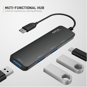 Gizga Essentials Type-C 4 Port Adapter Hub, Fast Data Transfer, USB 3.0 Ports, Multi-System Compatible, MacBook & Type-C Devices, for Windows/Mac OS/Linux, 5GBPS, Voltage Protection, Black Gizga Essentials Type-C 4 Port Adapter Hub, Fast Data Transfer, USB 3.0 Ports, Multi-System Compatible, MacBook & Type-C Devices, for Windows/Mac OS/Linux, 5GBPS, Voltage Protection, Black