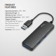 GIZGA essentials USB A 3.0 HUB, 4 Port Adapter, 5GBPS Fast Data Transfer, 3 USB A Ports, 1 Type C, Multi-System Compatible, MacBook, Type-A Devices, for Windows/Mac OS/Linux,Black