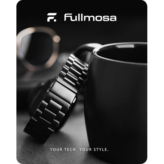 Fullmosa Compatible Apple Watch Band 42mm 44mm 45mm 38mm 40mm 41mm, Stainless Steel iWatch Band with Case for Apple Watch Series 9/8/7/6/5/4/3/2/1/SE/SE2, 38mm 40mm 41mm Black (Watch not Included)