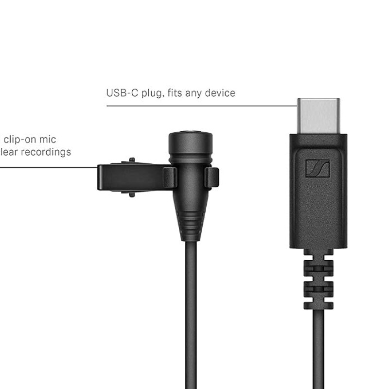 Sennheiser XS Lav USB-C Omnidirectional lavalier Microphone with USB-C Connector Ideal for for USB-C Mobiles/Computers. For Content creators | Youtube | Vlogging | Home Videos (509261) Sennheiser XS Lav USB-C Omnidirectional lavalier Microphone with USB-C Connector Ideal for for USB-C Mobiles/Computers. For Content creators | Youtube | Vlogging | Home Videos (509261)