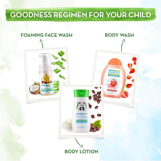Mamaearth Super Strawberry Body Wash For Kids - 300 ml | Infused with Strawberry and Oat Protein | Gently Cleanses Skin, Dermatologically Tested, SLS/SLES and Paraben Free