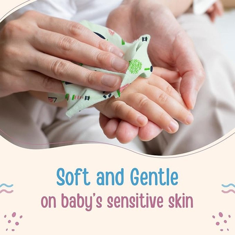 LuvLap Hosiery Cotton Cloth Premium Baby Washcloth for New Born, Washable (22 cm x 22 cm), Reusable, Absorbent, Extra Soft Face Towels/Washcloth for Babies, Starfish Print, Pack of 7 Pcs, Multicolour