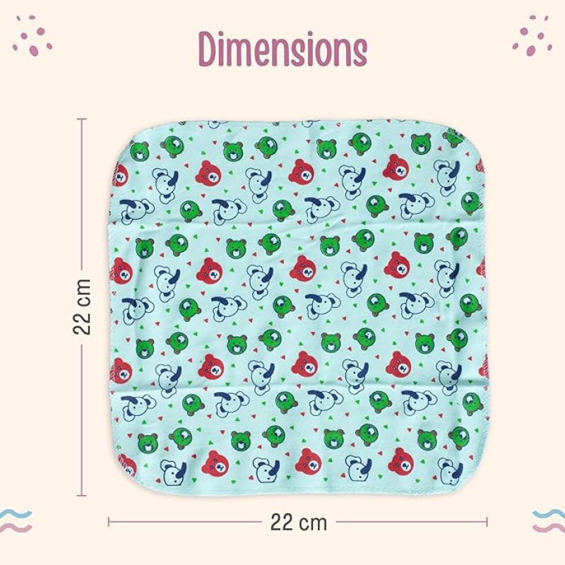 LuvLap Hosiery Cotton Cloth Premium Baby Washcloth for New Born, Washable (22 cm x 22 cm), Reusable, Absorbent, Extra Soft Face Towels/Washcloth for Babies, Starfish Print, Pack of 7 Pcs, Multicolour