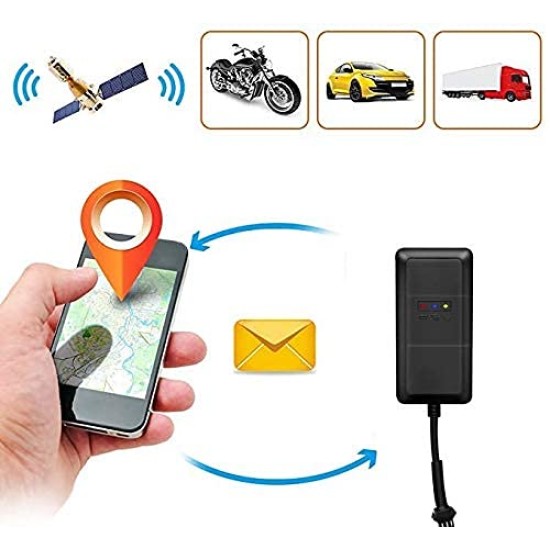 Sprugal GPS Tracker (with GSM Tech) WaterProof || Oil-Cut (Engine Cut Off) Function || Alarms -> Geo Fence ACC Vibration Wire-Cut Over speed Anti Theft || for Car Bike Truck Bus Boat etc (Black)