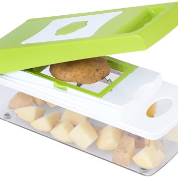 Solimo 11-in-1 Stainless Steel Multipurpose Vegetable and Fruit Chopper, Green Solimo 11-in-1 Stainless Steel Multipurpose Vegetable and Fruit Chopper, Green