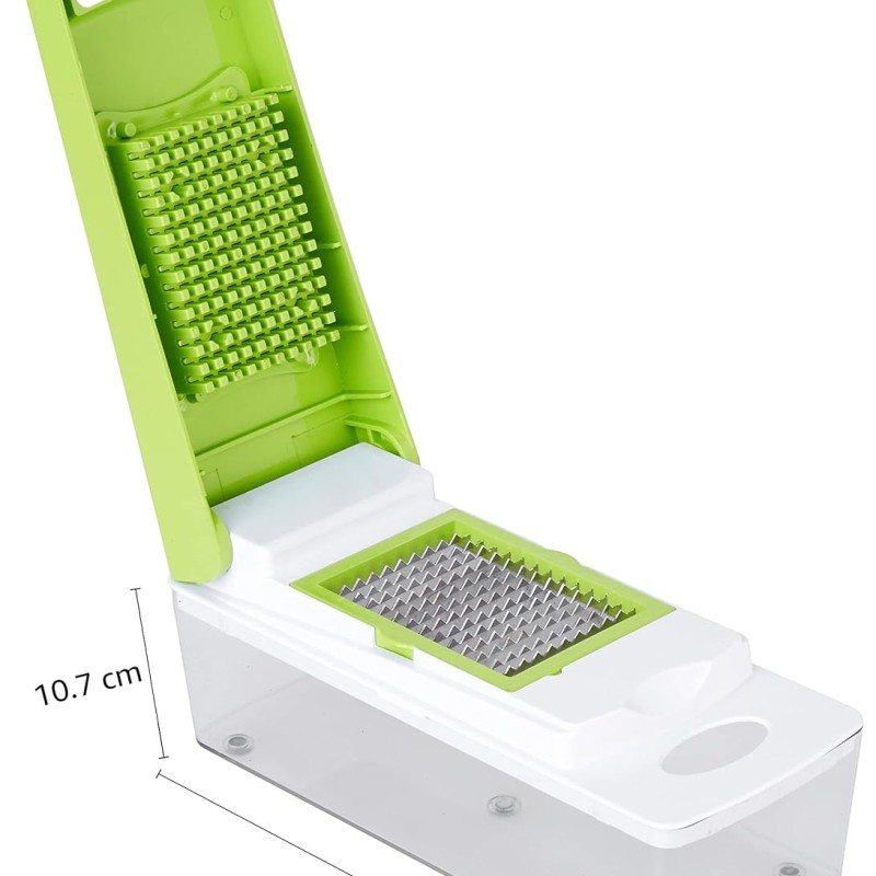 Solimo 11-in-1 Stainless Steel Multipurpose Vegetable and Fruit Chopper, Green