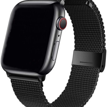 Sounce Compatible for Watch Band 42mm 44mm Adjustable Stainless Steel Mesh Wristband Sport Loop for Watch Series 6/5/4/3/2/1, SE