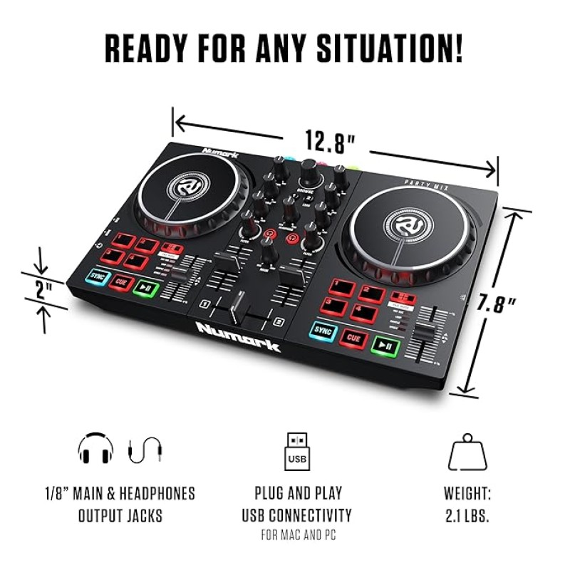 Numark Party Mix II DJ Controller with Built-In Light Show, Black Numark Party Mix II DJ Controller with Built-In Light Show, Black