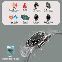 Zebronics ZEB-FIT4220CH Smart Fitness Watch with Call Function Built-in Speaker & Mic, SpO2, BP & Heart Rate Monitor, IP67 Water Resistant, 7 Sports Modes (Silver Rim + Gray Strap)