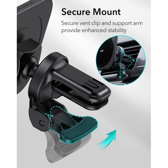 ESR for Magsafe Car Mount, Phone Holder Car Magnetic, Air Vent Car Phone Mount, Compatible with Magsafe iPhone 16/15/14/13/12 Seires, Car Accessories, Charging Not Supported, Black