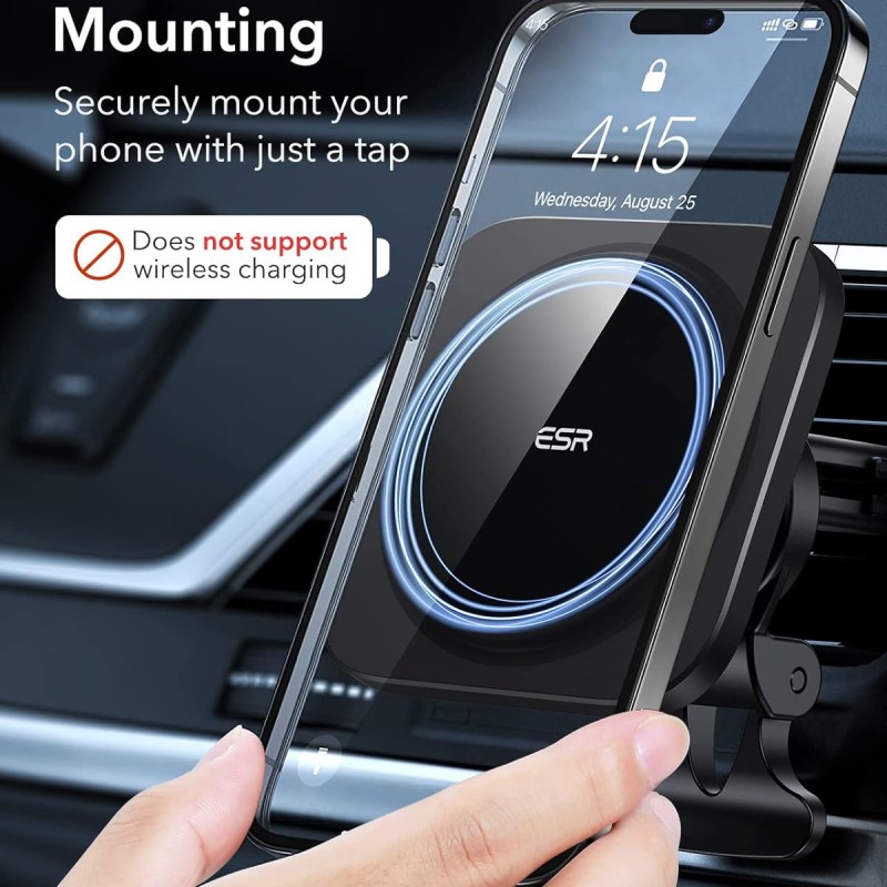 ESR for Magsafe Car Mount, Phone Holder Car Magnetic, Air Vent Car Phone Mount, Compatible with Magsafe iPhone 16/15/14/13/12 Seires, Car Accessories, Charging Not Supported, Black