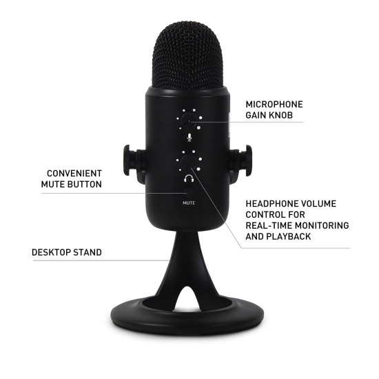 JBL Commercial CSUM10 Compact USB Microphone for Recording, Streaming and Online Calls, Black, Medium