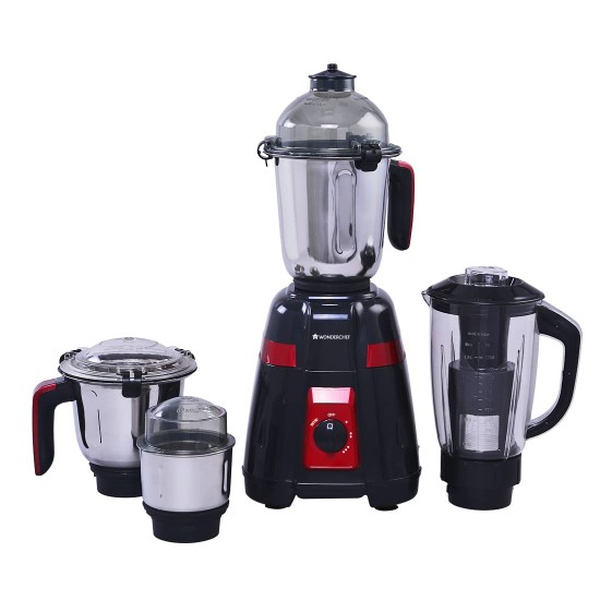 Wonderchef Platinum 750W Mixer Grinder | 4 Stainless Steel Jars with Fruit Filter Jar | Powerful 750W motor | 3-Speed & Pulse Function | Anti Skid Feets