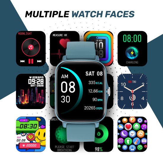 Fire-Boltt Beast SPO2 1.69" Full Touch Large HD Color Display Smart Watch, 8 Days Battery Life, IP67 Waterpoof with Heart Rate Monitor, Sleep & Breathe Monitoring with Rotating Button (Black)