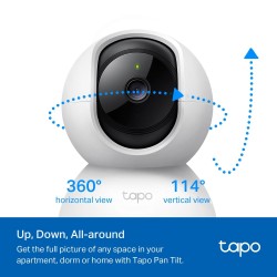 Tapo TP-Link C210 360° 3MP Full HD 2304 X 1296P Video Pan/Tilt Smart Wi-Fi Security Camera | Alexa Enabled | 2-Way Audio| Night Vision| Motion Detection | Indoor CCTV White