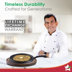 Wonderchef Forza Cast-Iron 25 cm Dosa Tawa Pan | Pre-Seasoned Cookware | Induction Friendly | 3.8 mm| with Lifetime Exchange Warranty