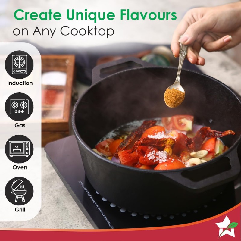 Wonderchef Forza 25 cm Cast-Iron Casserole with Lid | Pre-Seasoned Cookware | Induction Friendly | 4.7 L | 3.8 mm with Lifetime Exchange Warranty Wonderchef Forza 25 cm Cast-Iron Casserole with Lid | Pre-Seasoned Cookware | Induction Friendly | 4.7 L | 3.8 mm with Lifetime Exchange Warranty