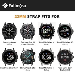 Fullmosa 22mm Watch Bands Compatible with Samsung Galaxy Watch 46mm/Samsung Gear S3 Classic, Huawei Watch GT 2 46mm, White & Black