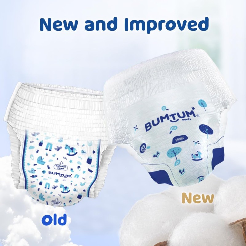 Bumtum Baby Diaper Pants, XL Size, 54 Count, Double Layer Leakage Protection Infused With Aloe Vera, Cottony Soft High Absorb Technology (Pack of 1)