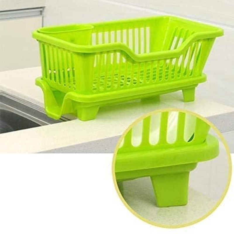 ROKOO Omkar s 3 in 1 Kitchen Sink Dish Drainer Drying Rack Utensils Washing Holder Plastic Basket Organizer with Tray and Utensil Cutlery Holder Cup (Green) ROKOO Omkar s 3 in 1 Kitchen Sink Dish Drainer Drying Rack Utensils Washing Holder Plastic Basket Organizer with Tray and Utensil Cutlery Holder Cup (Green)
