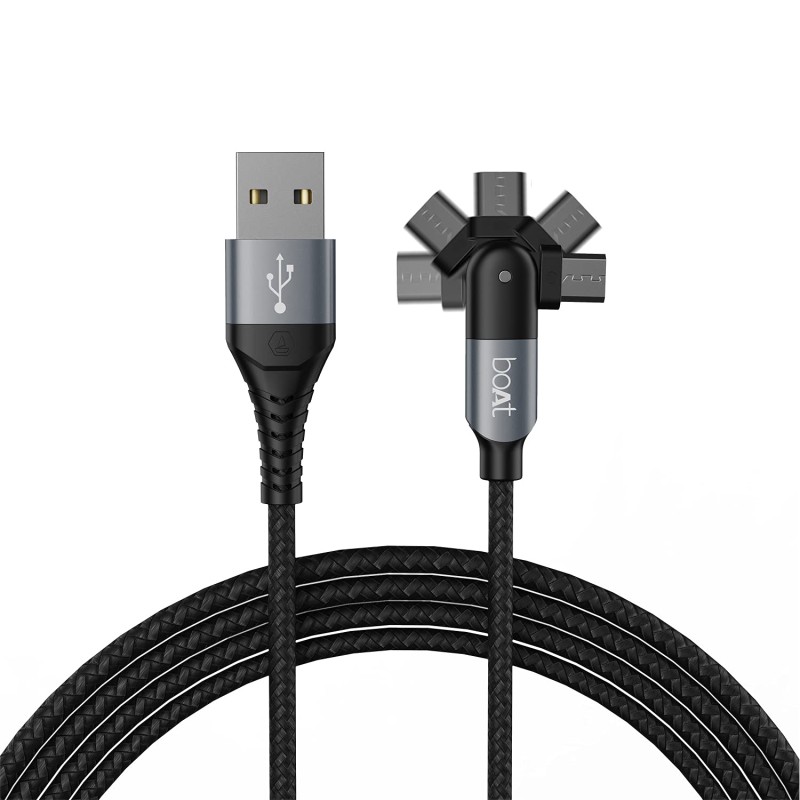 boAt Micro -Axis Usb Cable With 180 Rotating Connector, 3A Carging, 10000+ Bends Lifespan & Extended 1.5M Length, Black boAt Micro -Axis Usb Cable With 180 Rotating Connector, 3A Carging, 10000+ Bends Lifespan & Extended 1.5M Length, Black