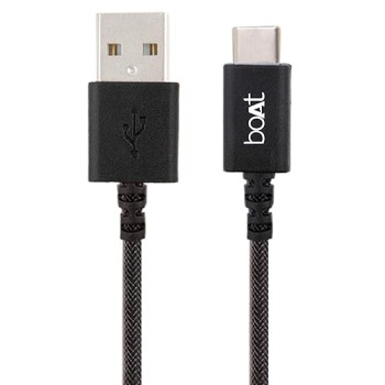 boAt Type-C A400 | Type-C to USB A 2 Mtrs USB Cable| 3A Fast Charging & 480mbps Data Transmission | Compatible for all Smartphones & Tablets (Black), 2M