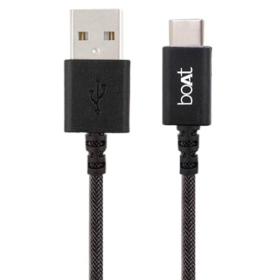 boAt Type-C A400 | Type-C to USB A 2 Mtrs USB Cable| 3A Fast Charging & 480mbps Data Transmission | Compatible for all Smartphones & Tablets (Black), 2M boAt Type-C A400 | Type-C to USB A 2 Mtrs USB Cable| 3A Fast Charging & 480mbps Data Transmission | Compatible for all Smartphones & Tablets (Black), 2M