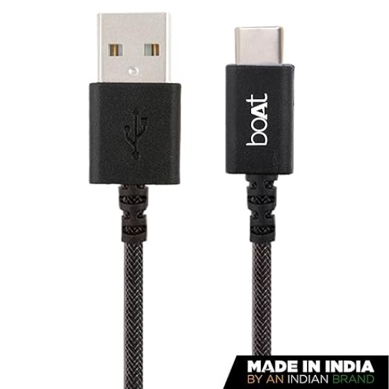 boAt Type-C A400 | Type-C to USB A 2 Mtrs USB Cable| 3A Fast Charging & 480mbps Data Transmission | Compatible for all Smartphones & Tablets (Black), 2M boAt Type-C A400 | Type-C to USB A 2 Mtrs USB Cable| 3A Fast Charging & 480mbps Data Transmission | Compatible for all Smartphones & Tablets (Black), 2M
