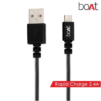 boAt Micro USB 500 Tangle-free, Sturdy Micro USB Cable with 3A Fast Charging & 480mbps Data Transmission, 10000+ Bends Lifespan & Extended 1.5m Length (Carbon Black) boAt Micro USB 500 Tangle-free, Sturdy Micro USB Cable with 3A Fast Charging & 480mbps Data Transmission, 10000+ Bends Lifespan & Extended 1.5m Length (Carbon Black)