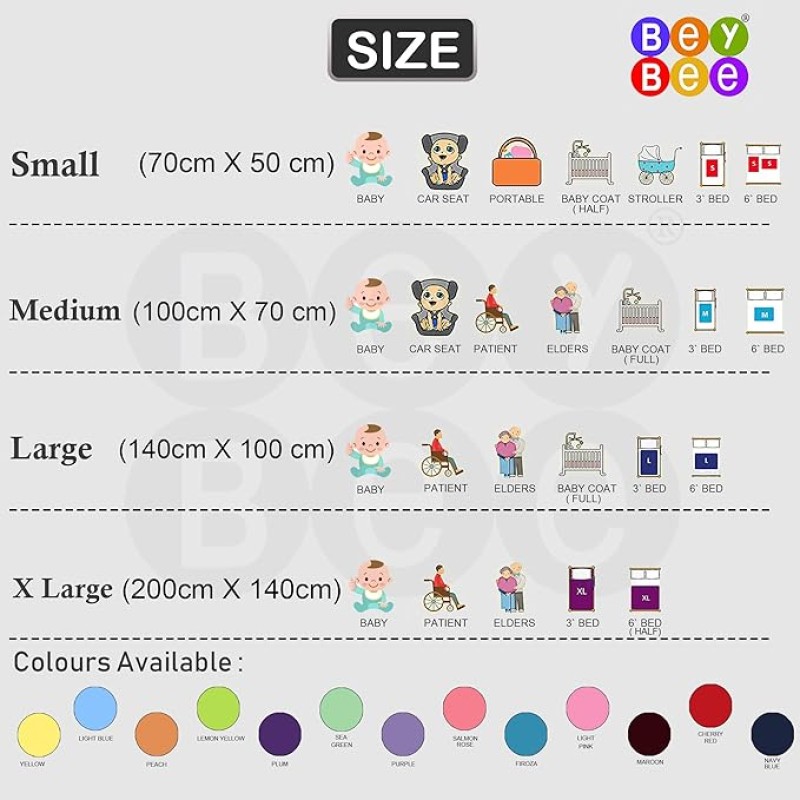 BeyBee Instadry Anti-Piling Fleece Extra Absorbent Quick Dry Sheet for New Born Babies, Cotton Bed Protector Mattress, Reusable Waterproof Baby Cot Sheet for Toddler Infant, Small Size 50x70cm, Grey