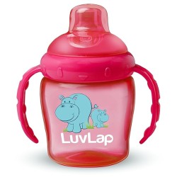 Luvlap Hippo Spout Sipper for Infant/Toddler, 225ml, Anti-Spill Sippy Cup with Soft Silicone Spout BPA Free, 6m+ (Pink)