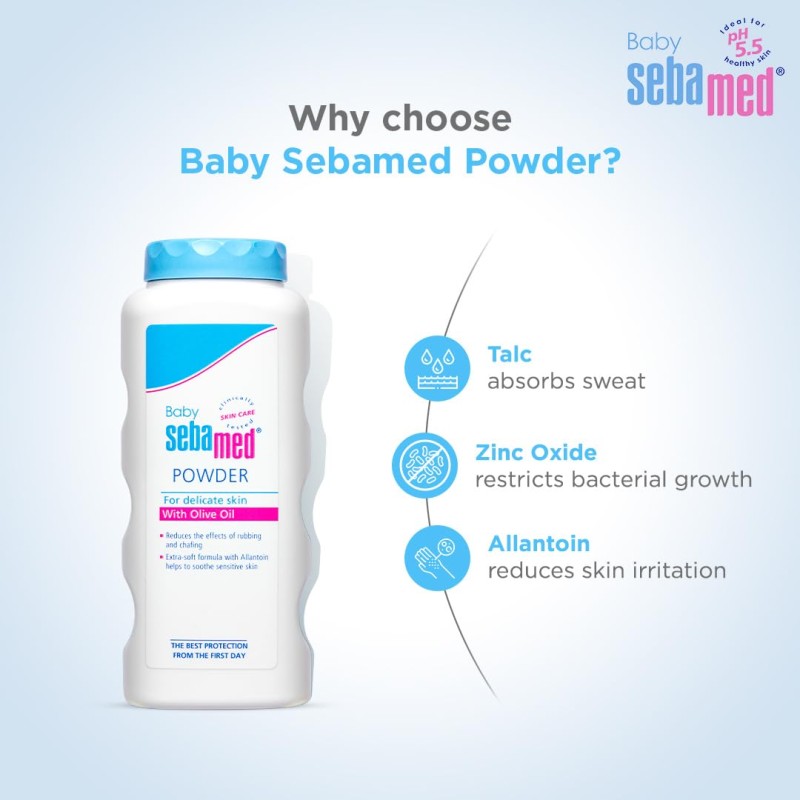 Sebamed Baby Powder| Olive Oil, Allantoin|Keeps Newborn�s Skin Fresh|absorbs Sweat|100 gm