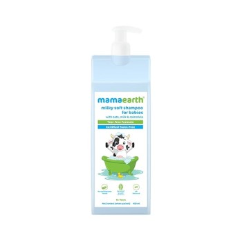 Mamaearth Milky Soft Shampoo For Babies - 400 ml | Infused with Oats, Milk and Calendula | Gently Cleanses Hair, Balances Scalp pH & Makes Hair Soft & Smooth