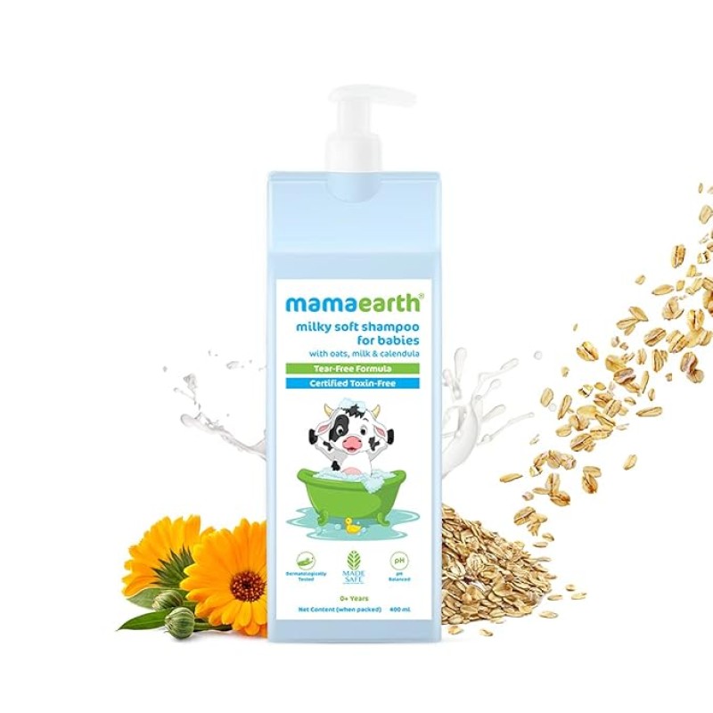 Mamaearth Milky Soft Shampoo For Babies - 400 ml | Infused with Oats, Milk and Calendula | Gently Cleanses Hair, Balances Scalp pH & Makes Hair Soft & Smooth Mamaearth Milky Soft Shampoo For Babies - 400 ml | Infused with Oats, Milk and Calendula | Gently Cleanses Hair, Balances Scalp pH & Makes Hair Soft & Smooth