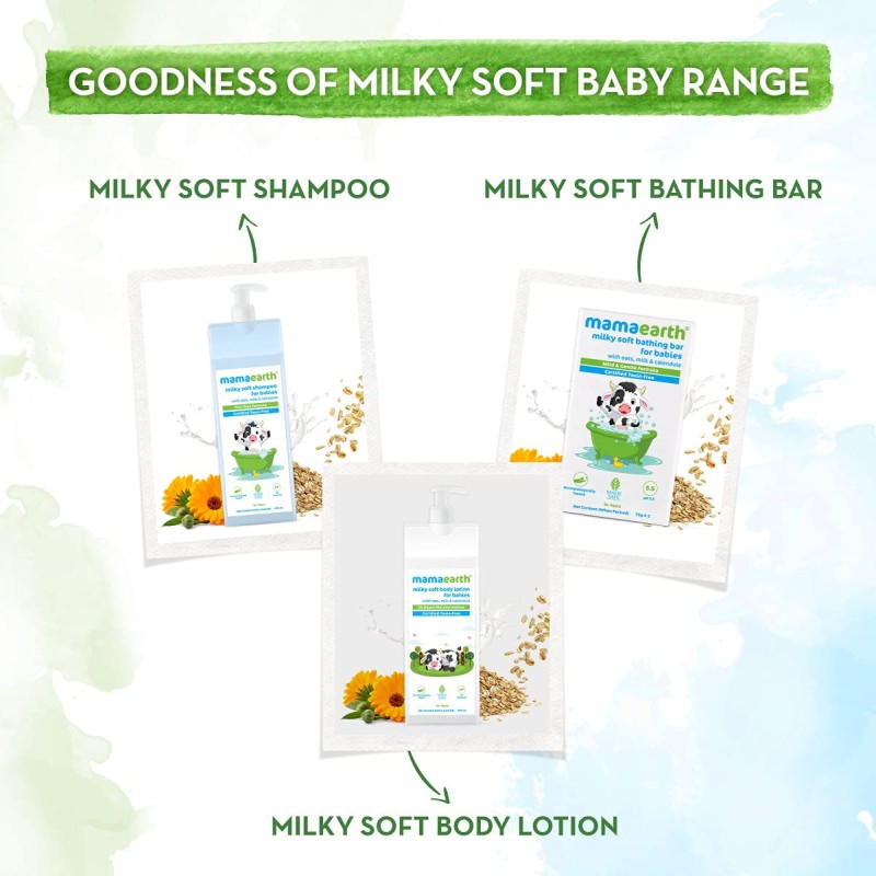 Mamaearth Milky Soft Bathing Bar For Babies - 75 g x 2 | Infused with Oats, Milk and Calendula | Gently Cleanses Skin, Keeps Skin Soft & Smooth, Mild & Gentle Formula, Dermatologically Tested Mamaearth Milky Soft Bathing Bar For Babies - 75 g x 2 | Infused with Oats, Milk and Calendula | Gently Cleanses Skin, Keeps Skin Soft & Smooth, Mild & Gentle Formula, Dermatologically Tested