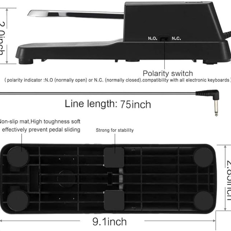 Juarez Piano Sustain Pedal, Keyboard Sustain Pedal for Digital Piano Electronic Keyboard MIDI Synthesizer, Sturdy Durable, with Polarity Switch Juarez Piano Sustain Pedal, Keyboard Sustain Pedal for Digital Piano Electronic Keyboard MIDI Synthesizer, Sturdy Durable, with Polarity Switch