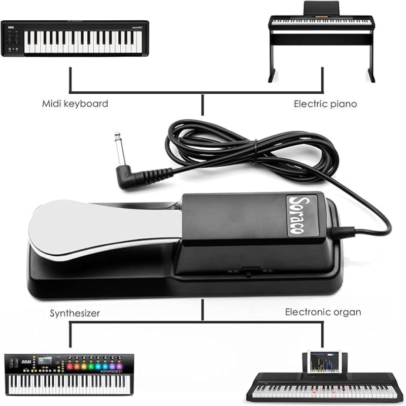 Juarez Piano Sustain Pedal, Keyboard Sustain Pedal for Digital Piano Electronic Keyboard MIDI Synthesizer, Sturdy Durable, with Polarity Switch Juarez Piano Sustain Pedal, Keyboard Sustain Pedal for Digital Piano Electronic Keyboard MIDI Synthesizer, Sturdy Durable, with Polarity Switch