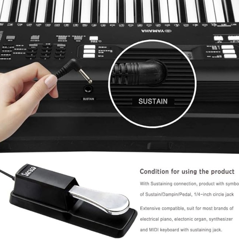Juarez Piano Sustain Pedal, Keyboard Sustain Pedal for Digital Piano Electronic Keyboard MIDI Synthesizer, Sturdy Durable, with Polarity Switch Juarez Piano Sustain Pedal, Keyboard Sustain Pedal for Digital Piano Electronic Keyboard MIDI Synthesizer, Sturdy Durable, with Polarity Switch