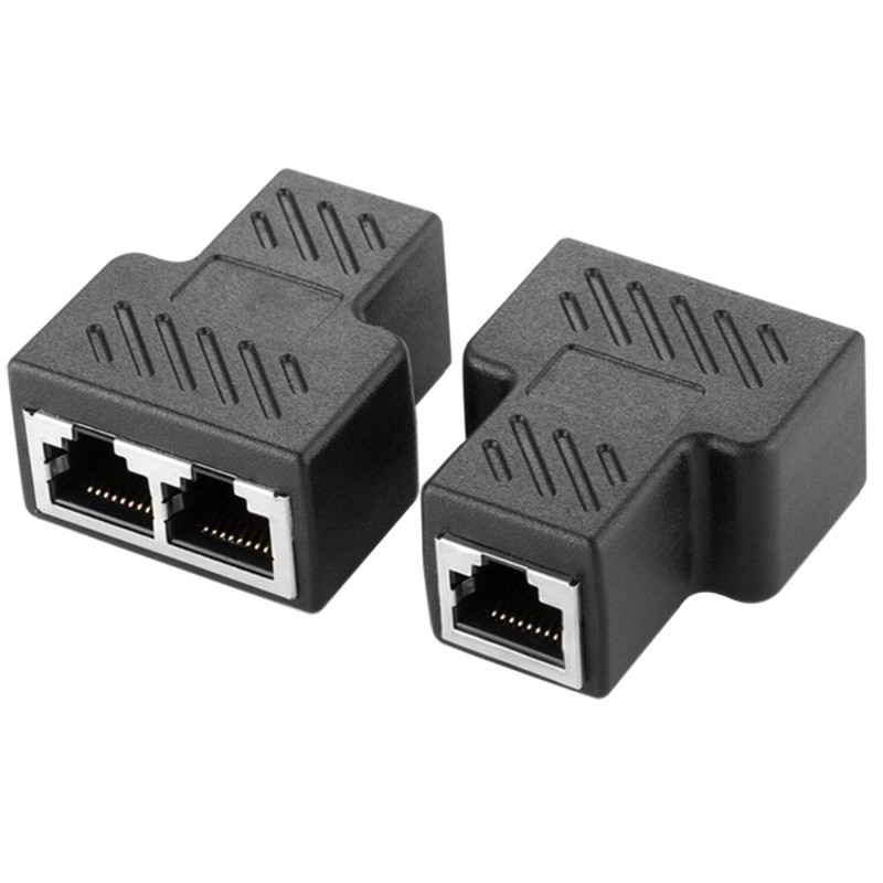 BigPlayer RJ45 Splitter T Adapter 3 Female Coupler 1 Port Female to 2 Port Female socket Y adapter interface Ethernet cable 8P8C extender plug LAN network connector for CAT5, CAT5E, CAT6, CAT7 - Black (MST-1496) BigPlayer RJ45 Splitter T Adapter 3 Female Coupler 1 Port Female to 2 Port Female socket Y adapter interface Ethernet cable 8P8C extender plug LAN network connector for CAT5, CAT5E, CAT6, CAT7 - Black (MST-1496)