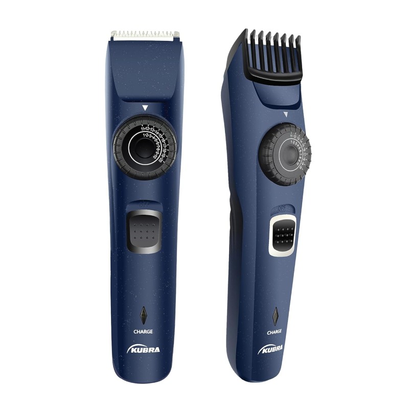 Kubra KB-1001 USB Fast charging, 90 min runtime, Adjustable 38 Length Setting, Ultra Sleek Beard Trimmer for Men (Blue) Kubra KB-1001 USB Fast charging, 90 min runtime, Adjustable 38 Length Setting, Ultra Sleek Beard Trimmer for Men (Blue)