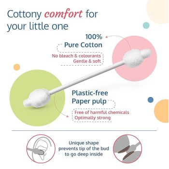 LuvLap Baby Comfy Safety Tip Cotton Buds with Ear Cleaning Protection, Unbleached Cotton, Pack of 100 Sticks,200 Buds White LuvLap Baby Comfy Safety Tip Cotton Buds with Ear Cleaning Protection, Unbleached Cotton, Pack of 100 Sticks,200 Buds White