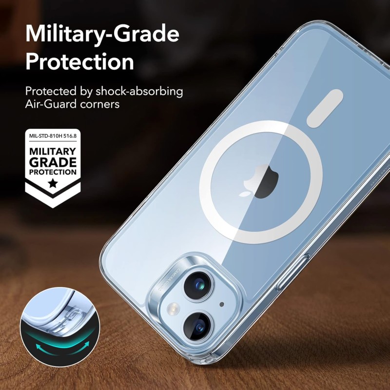 ESR for iPhone 13/14 Cover, Compatible with MagSafe, Scratch-Resistant, Thin and Slim, Classic Shockproof Military-Grade Protection, TPU, Magnetic Back Case, Clear ESR for iPhone 13/14 Cover, Compatible with MagSafe, Scratch-Resistant, Thin and Slim, Classic Shockproof Military-Grade Protection, TPU, Magnetic Back Case, Clear