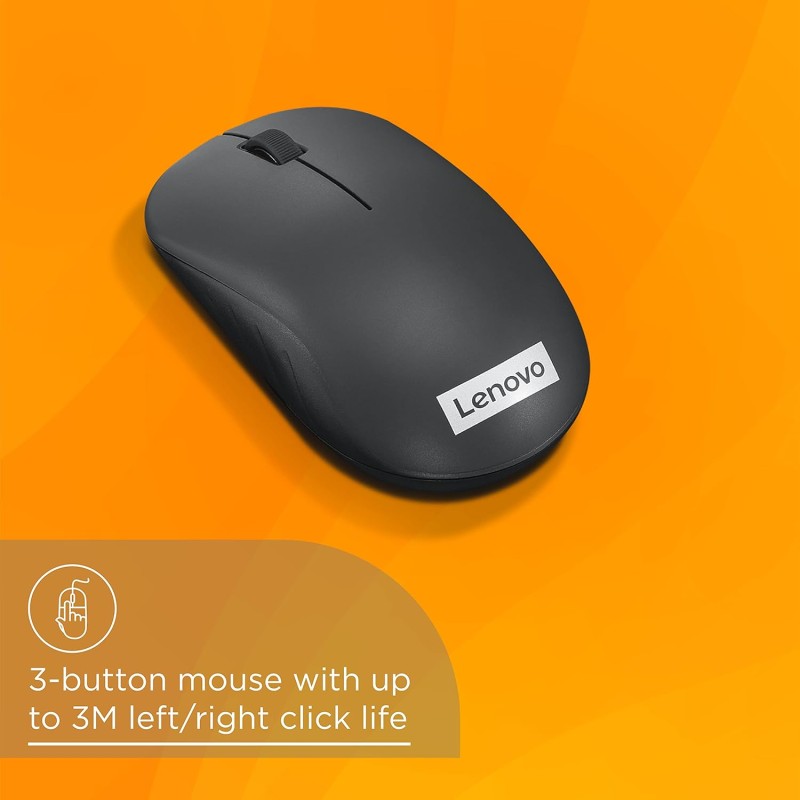 Lenovo 130 Wireless Compact Mouse, 1K DPI Optical sensor, 2.4GHz Wireless NanoUSB, 10m range, 3button(left,right,scroll) upto 3M left/right clicks, 10 month battery, Ambidextrous, Ergonomic GY51C12380 Lenovo 130 Wireless Compact Mouse, 1K DPI Optical sensor, 2.4GHz Wireless NanoUSB, 10m range, 3button(left,right,scroll) upto 3M left/right clicks, 10 month battery, Ambidextrous, Ergonomic GY51C12380