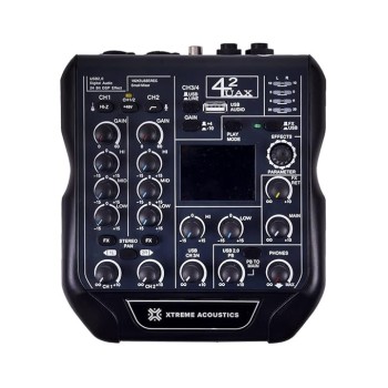 Xtreme Acoustics XAMX42 4 Channel Audio Mixer Interface with 192Khz Sampling Rate, Dual Track Recording, MP3 Input and 24Bit DSP FX Processor for Studio Youtube Recording, DJ Mixing, Karaoke Singing
