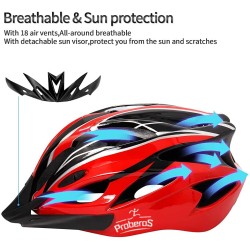 PROBEROS® Bicycle Helmet with Adjustable Lightweight Mountain Helmet for Cycling for Men and Women, Cycling Helmet(Red)