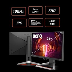 BenQ MOBIUZ EX2510S 24.5" IPS Full HD HDR Gaming Monitor 165Hz| 1ms MPRT| FreeSync Premium| Height Adjust| 99% sRGB| Bezel-Less| Black Equalizer| treVolo Speakers (2.5W x 2)| HDMI| DP (Dark Grey)