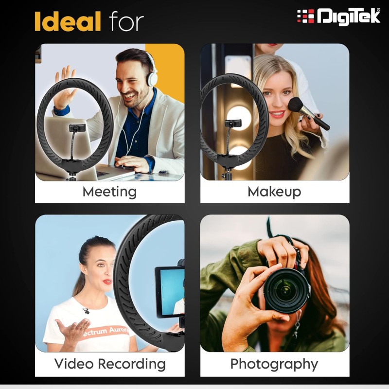 DIGITEK® (DRL-15C RGB) LED RGB Ring Light with Stand for YouTube, Photo-Shoot, Video Shoot, Live Stream, Makeup & More, Compatible with iPhone/Android Phones & Camera