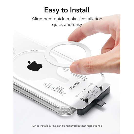 ESR Magnetic Ring 360, Compatible with MagSafe Sticker, Universal Magnetic Conversion Kit for iPhone 16/15/14/13/12/11/X Series, Galaxy Samsung and More, 2 Pack, MagSafe Accessories, White